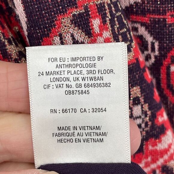 Maeve By Anthropologie Womens Red Paisley V Neck Wrap Midi Belted Dress Medium - Picture 7 of 9